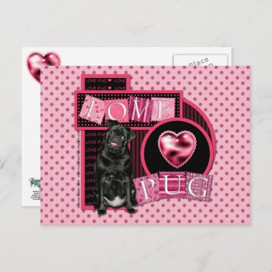 Sweetest Day - Love Pug Briefkaart (Voorkant / Achterkant)