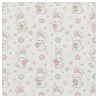 Sweetest Dreams: Kawaii Bunny and Strawberry Stof