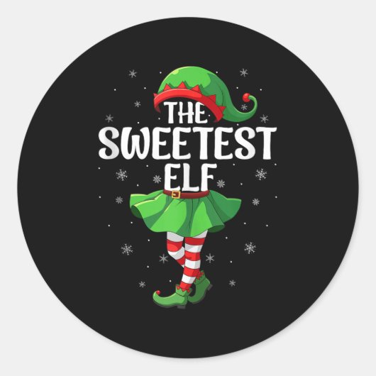 Sweetest Elf Christmas Girls Women Elf Squad Xmas Ronde Sticker (Voorkant)