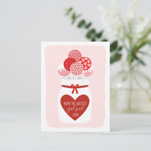 Sweetest Gal Pal Lollipop Galentine's Day Greeting Feestdagenkaart (Staand voorkant)