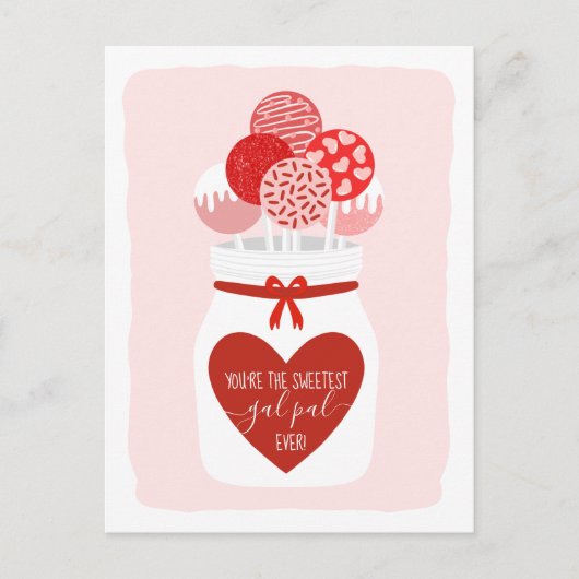 Sweetest Gal Pal Lollipop Galentine's Day Greeting Feestdagenkaart (Voorkant)