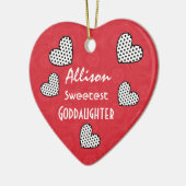 Sweetest GODDAUGHTER Polka Dot Hearts V07A Keramisch Ornament (Links)