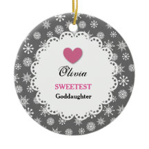 Sweetest Goddochter Silver White Snowflakes S18Z