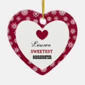 Sweetest Goddochter Snowflake Pattern Heart Z09 Keramisch Ornament (Voorkant)