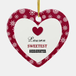 Sweetest Goddochter Snowflake Pattern Heart Z09 Keramisch Ornament