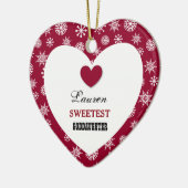Sweetest Goddochter Snowflake Pattern Heart Z09 Keramisch Ornament (Links)