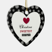 Sweetest Godmoeder Black White Snowflakes Q07A Keramisch Ornament (Rechts)