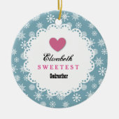 Sweetest Godmoeder Blue and White Snowflakes S21Z Keramisch Ornament (Voorkant)