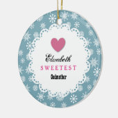 Sweetest Godmoeder Blue and White Snowflakes S21Z Keramisch Ornament (Links)