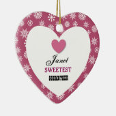 Sweetest Godmoeder Snowflake Pattern and Heart Z08 Keramisch Ornament (Rechts)