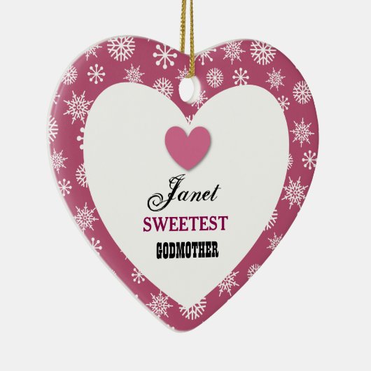 Sweetest Godmoeder Snowflake Pattern and Heart Z08 Keramisch Ornament (Rechts)