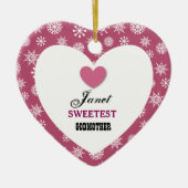 Sweetest Godmoeder Snowflake Pattern and Heart Z08 Keramisch Ornament (Voorkant)