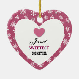 Sweetest Godmoeder Snowflake Pattern and Heart Z08 Keramisch Ornament
