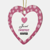 Sweetest Godmoeder Snowflake Pattern and Heart Z08 Keramisch Ornament (Links)