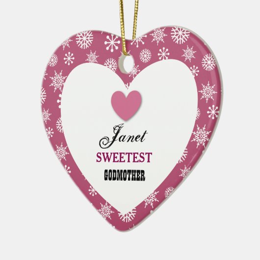 Sweetest Godmoeder Snowflake Pattern and Heart Z08 Keramisch Ornament (Links)