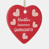 Sweetest GRANDDAUGHTER Red Hearts V05 Keramisch Ornament (Rechts)