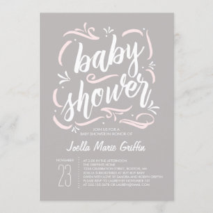 Sweetest Gray and Pink Baby shower Invitation Kaart