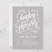 Sweetest Grey and Pink Baby shower Invitation Kaart (Voorkant)