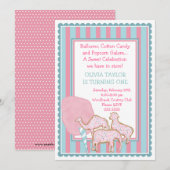 Sweetest Little Circus Invitation Kaart (Voorkant / Achterkant)