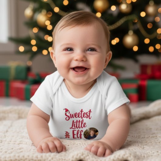 Sweetest Little Elf | Personalized Baby Photo  Romper