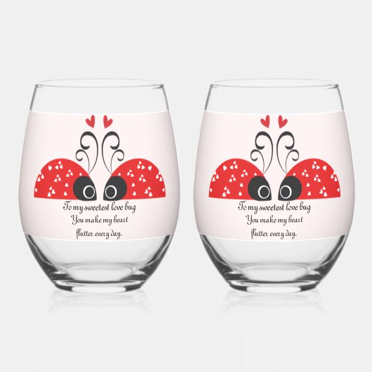 Sweetest Love Bug Wijnglas Zonder Voet (Voorkant)