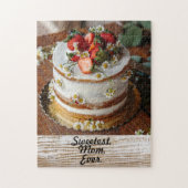 Sweetest. Mam. Ooit met Cake Moederdag Gift Legpuzzel (Verticaal)
