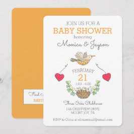 Sweetest Mama Bird Flying Baby shower Gold Kaart