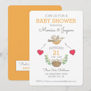 Sweetest Mama Bird Flying Baby shower Gold Kaart
