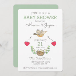 Sweetest Mama Bird Flying Baby shower Green Kaart