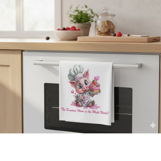 Sweetest Mom Pig Chef Kitchen Towel Theedoek