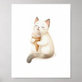 Sweetest Moment Kat Genieten van Ice Cream Cone Poster (Voorkant)