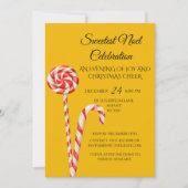 Sweetest Noel Candy Cane Christmas Party Invite Kaart (Voorkant)