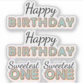SWEETEST ONE Blue Donuts Baby Birthday Scrapbook Sticker (Voorkant)