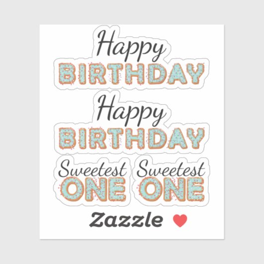 SWEETEST ONE Blue Donuts Baby Birthday Scrapbook Sticker (Vel)
