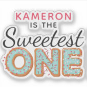 SWEETEST ONE Blue Donuts Verjaardag Naam Scrapbook Sticker (Voorkant)
