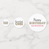 SWEETEST ONE Blue Iced Donuts Baby Eerste Verjaard Confetti (Voorkanten)