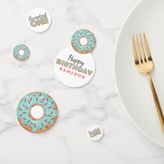 SWEETEST ONE Blue Iced Donuts Baby Eerste Verjaard Confetti (Groep)