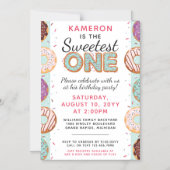 SWEETEST ONE Blue Iced Donuts Baby Eerste Verjaard Magnetische Uitnodiging (Voorkant)