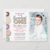 SWEETEST ONE Blue Iced Donuts Eerste Verjaardag Fo Kaart (Voorkant)