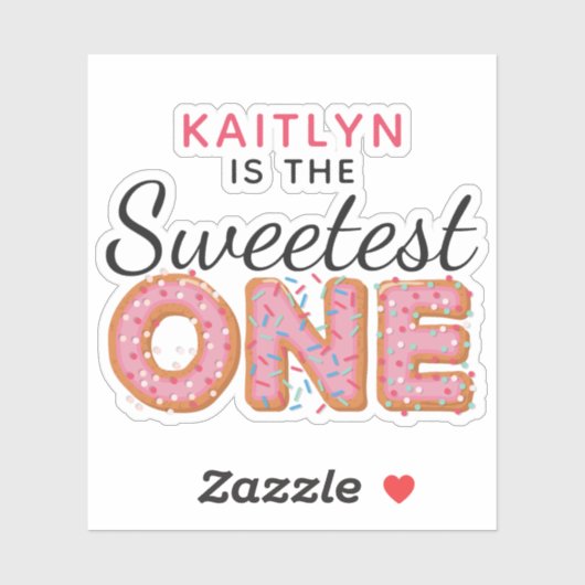 SWEETEST ONE Pink Donuts Verjaardag Naam Scrapbook Sticker (Vel)