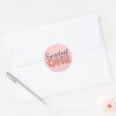 SWEETEST ONE Pink Iced Donuts Baby Eerste Verjaard Ronde Sticker (Envelop)