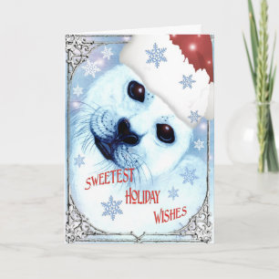 ~* Sweetest Seal Holiday Wishes *~ Feestdagen Kaart