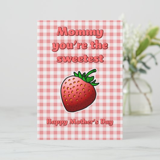 Sweetest Strawberry Moederdag Kaart (Staand voorkant)