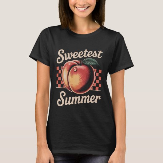Sweetest Summer Peach Retro T-Shirt –  Summ (Voorkant)