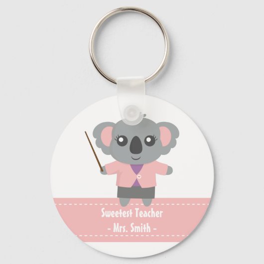 Sweetest Teacher, Cute Koala Beer, appreciatie Sleutelhanger (Voorkant)
