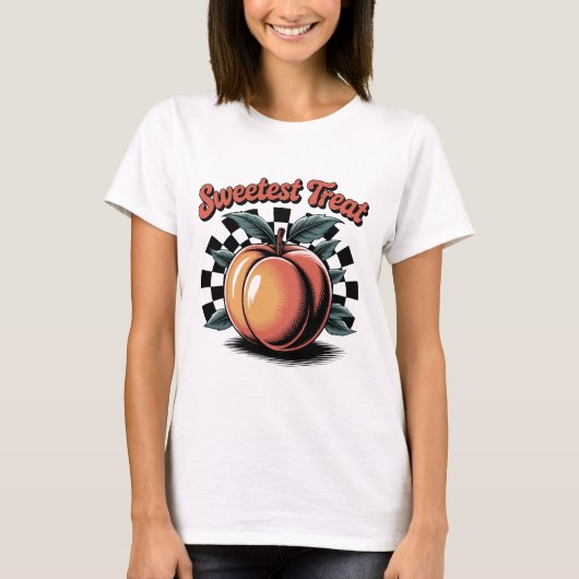 Sweetest Treat Peach Retro T-shirt –  Fruit (Voorkant)