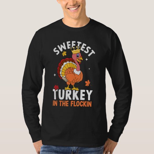 Sweetest Turkey In The Flock Autumn Fall Thanksgiv T-shirt (Voorkant)