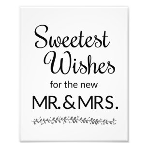 Sweetest wil New Mr en Mrs Wedding Sign Foto Afdruk