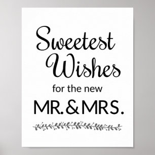 Sweetest wil New Mr en Mrs Wedding Sign Poster