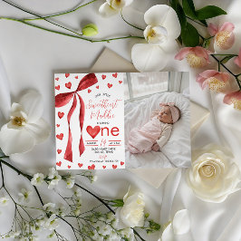 Sweetheart 1st Birthday Photo Invite Kaart